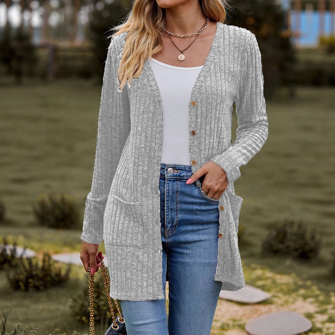 Damen kuschelige Strickjacke mit praktischen Taschen und modischem Rippdesign Heidi-Mode