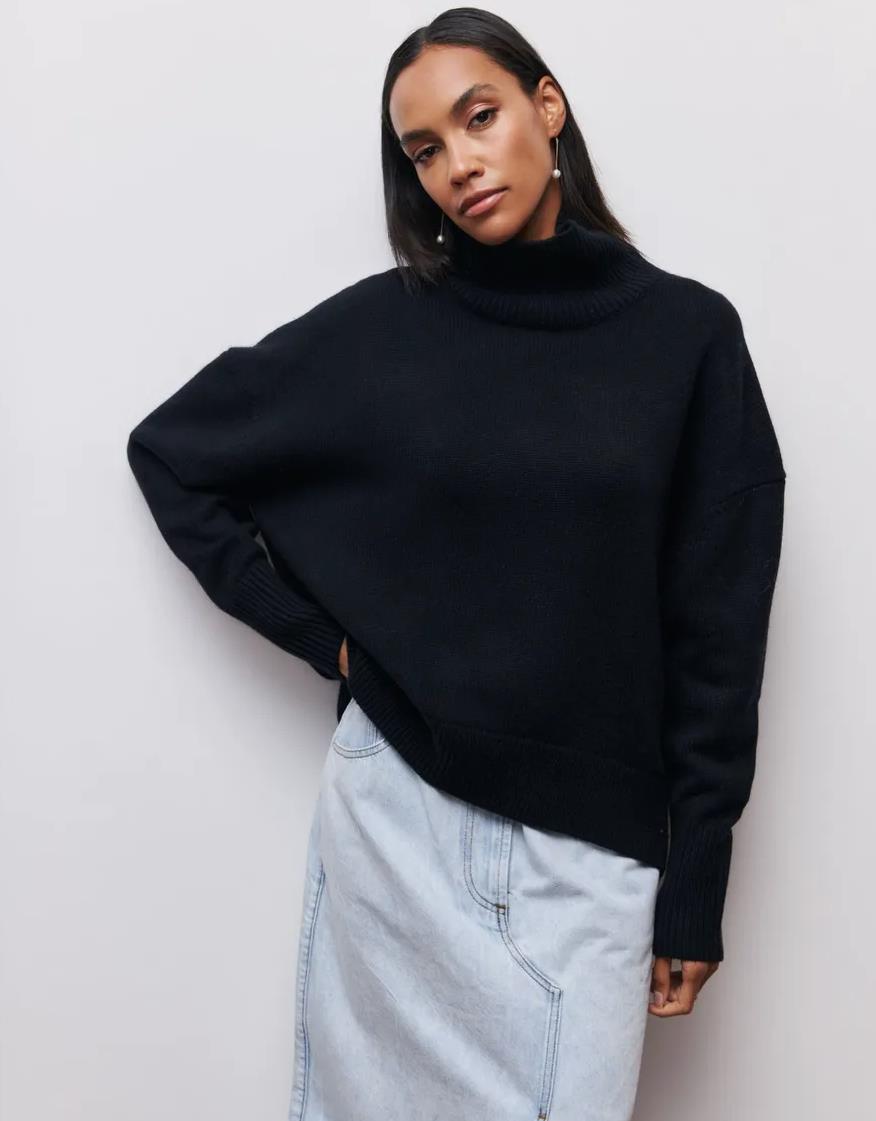 Damen Oversized Rollkragenpullover aus weichem Strick Heidi-Mode