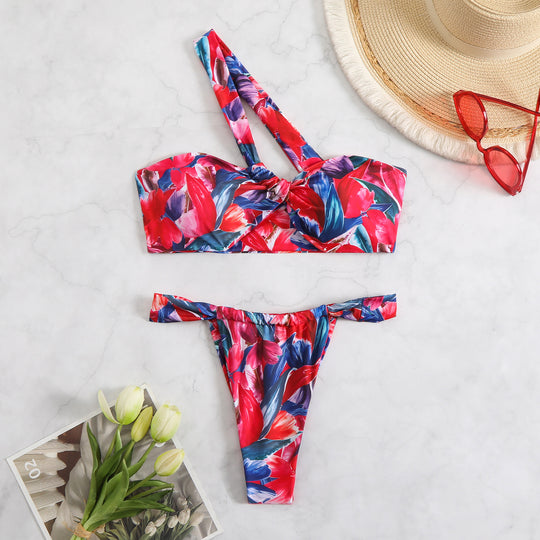 Femme One-Shoulder Gemusterter Bikini Set Heidi-Mode