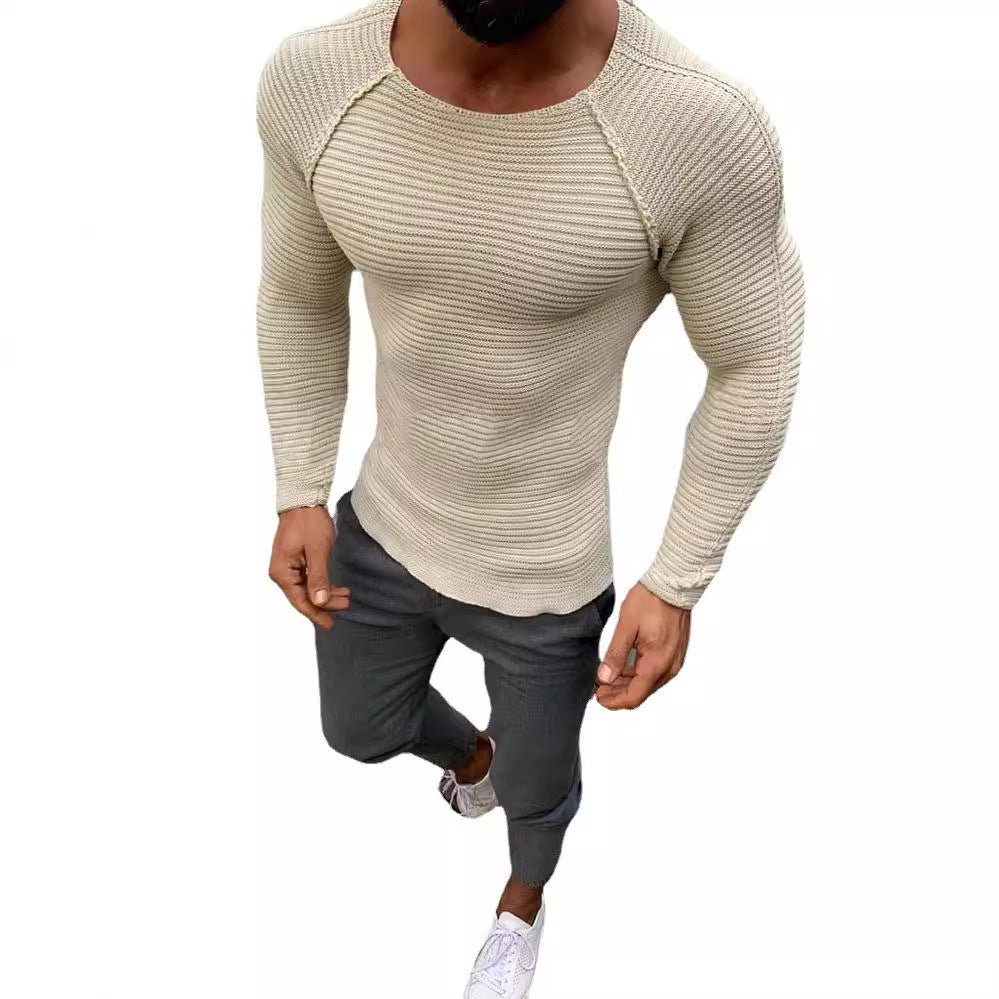 Herren Langarm Strickshirt mit eleganter Struktur Heidi-Mode