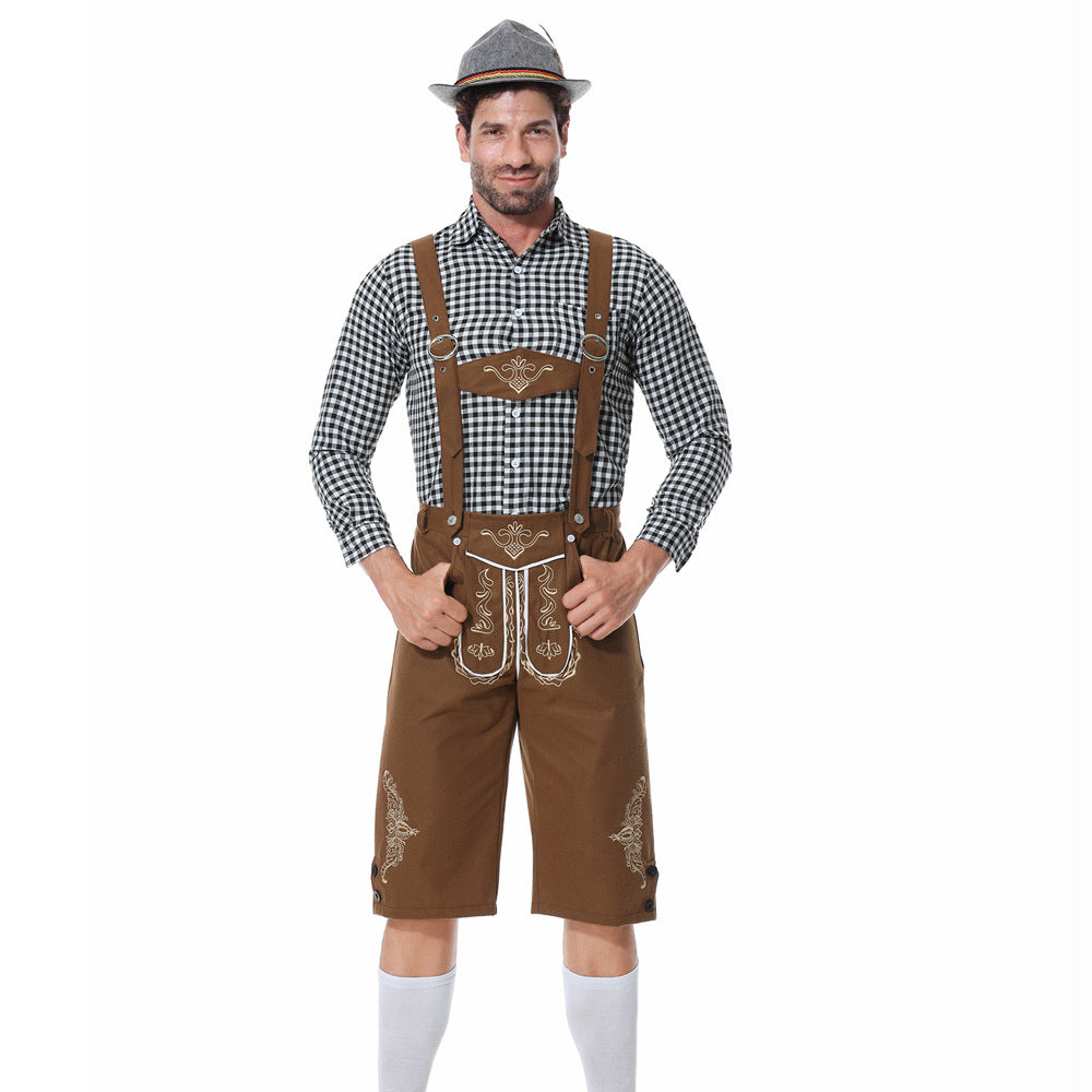 Herren Trachtenkurzanzug mit kunstvollen Stickereien und verstellbaren Hosenträgern Heidi