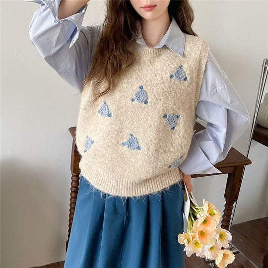 Damen Strickpullover mit floralem Muster Heidi-Mode