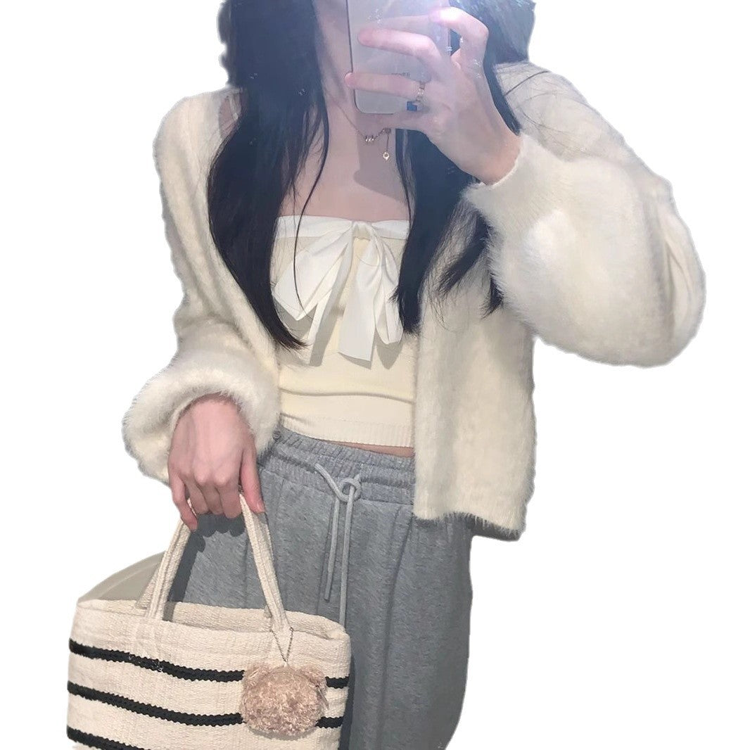 Damen Flauschige Strickjacke mit weiten Ärmeln und bequemen Schnitt Heidi-Mode