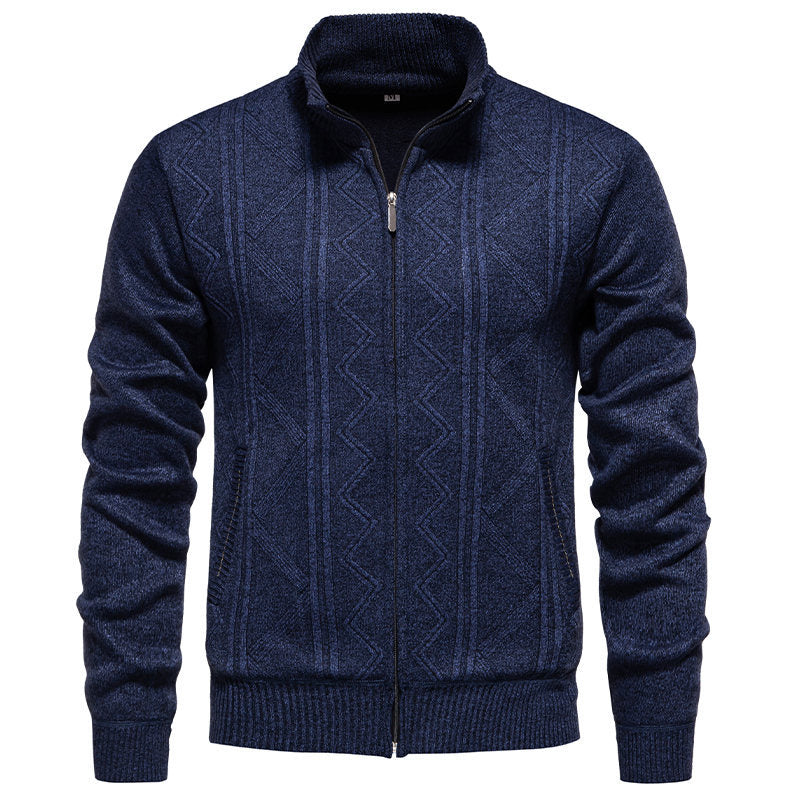 Herren Strickjacke mit hochwertigem Zipper und strukturiertem Design Heidi-Mode