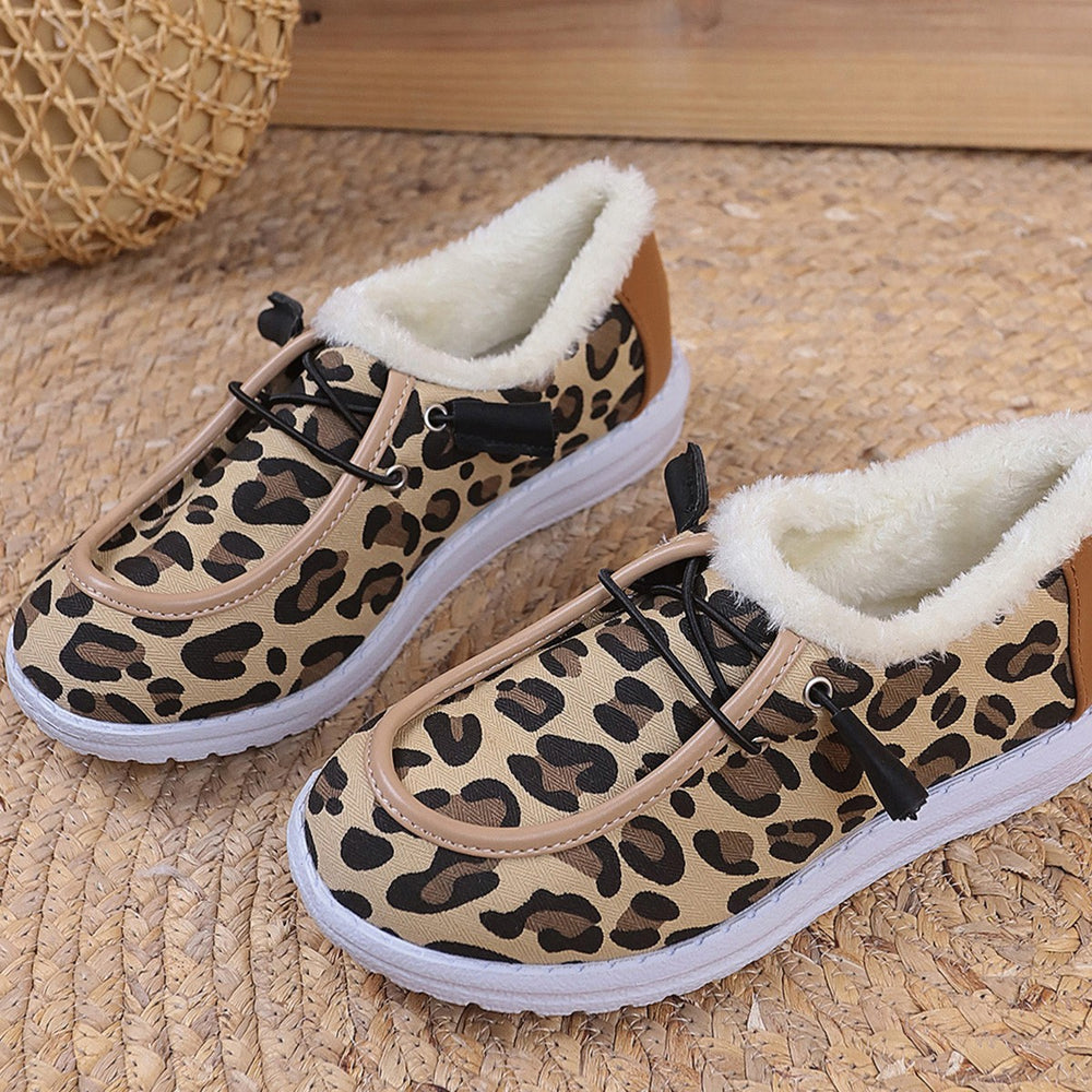 Damen Gemütliche Sneakers aus weich gefüttertem Material mit Leopardenmuster Heidi-Mode