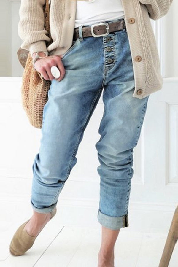 Heidi-Mode | Better Days Jahrgang Wasch Knopf Jeans