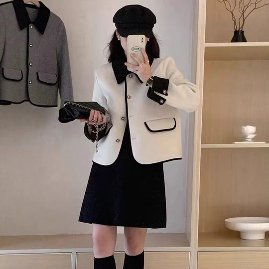 Damen elegante Kurzjacke mit kontrastierenden Details Heidi-Mode