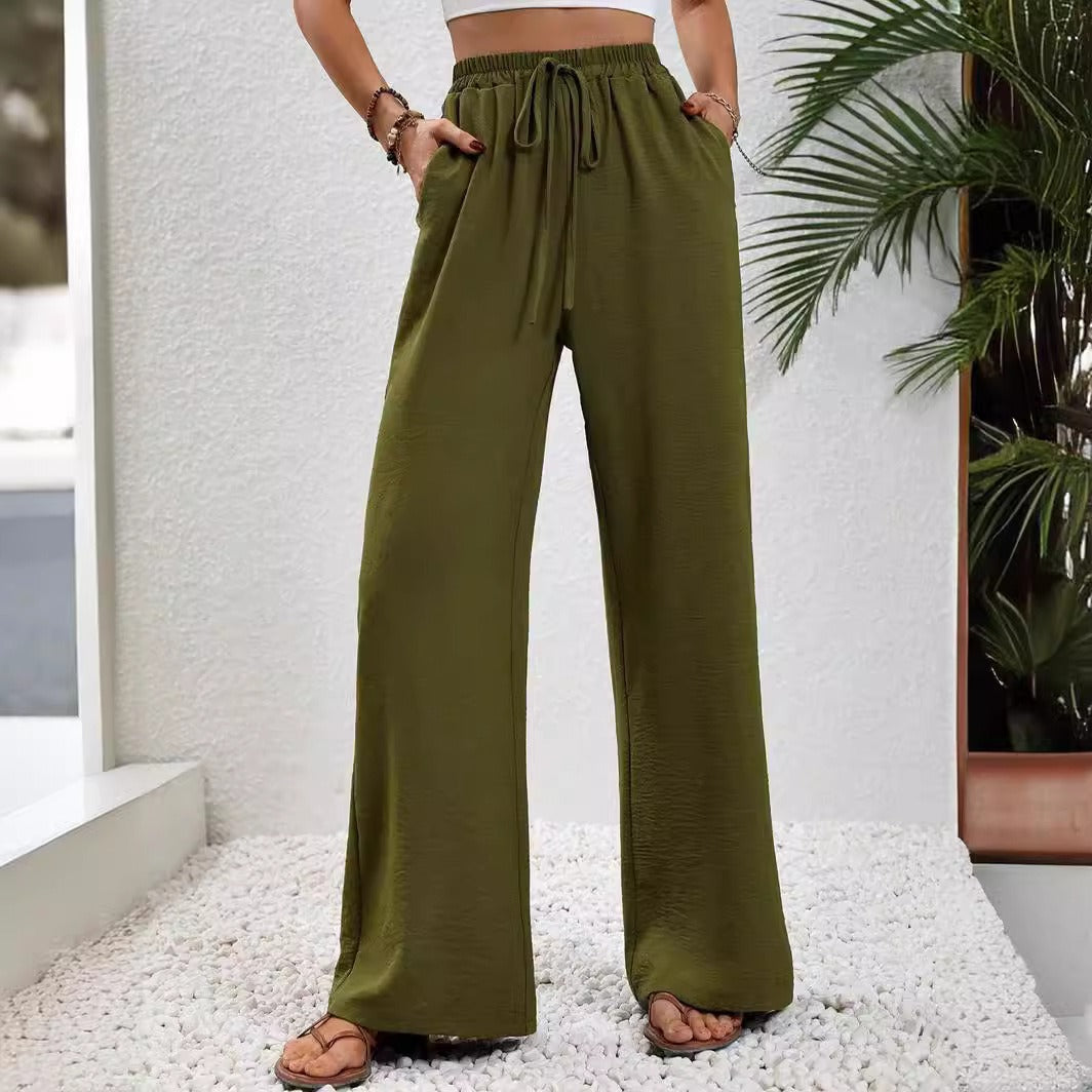 Damen Weite Sommerhose mit elastischem Bund und Tasche Heidi-Mode