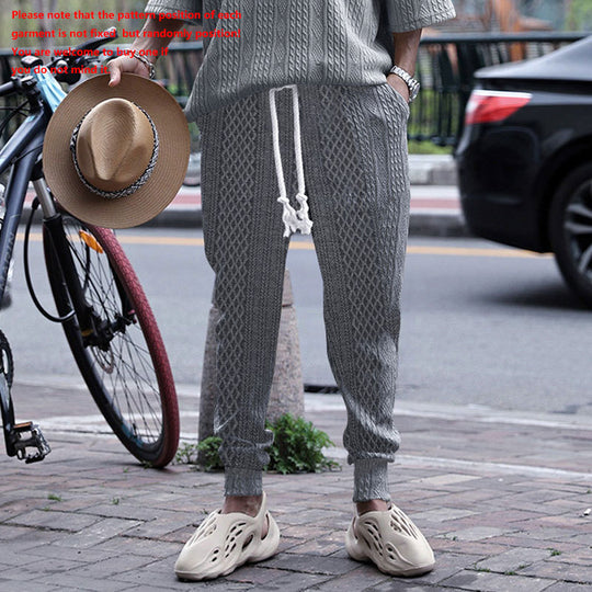 Herren Sportliche Loungehose mit elastischem Bund und modischem Strukturdesign Heidi-Mode