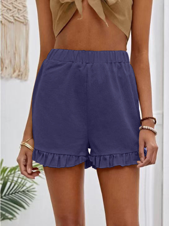 Damen Shorts mit Rüschendetails und Elastischem Bund Heidi-Mode