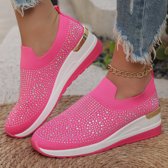 Damen Glitzernde Slip-On Sneakers mit bequemer und dämpfender Sohle Heidi-Mode