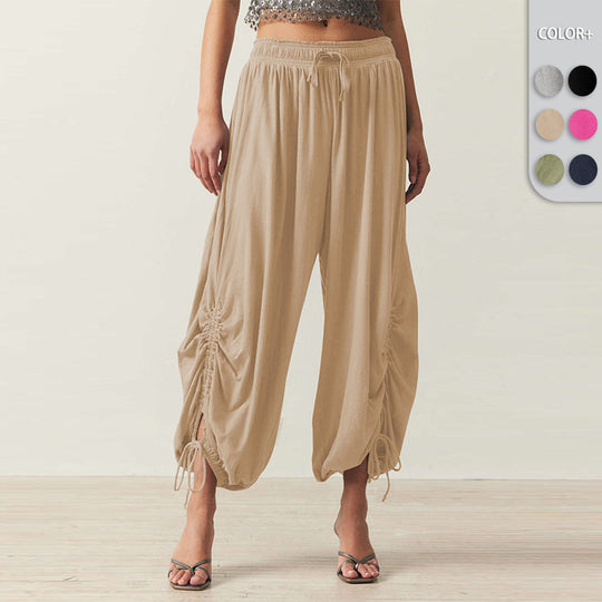 Damen Bequeme Haremshose mit raffinierten Rüschendetails Heidi-Mode