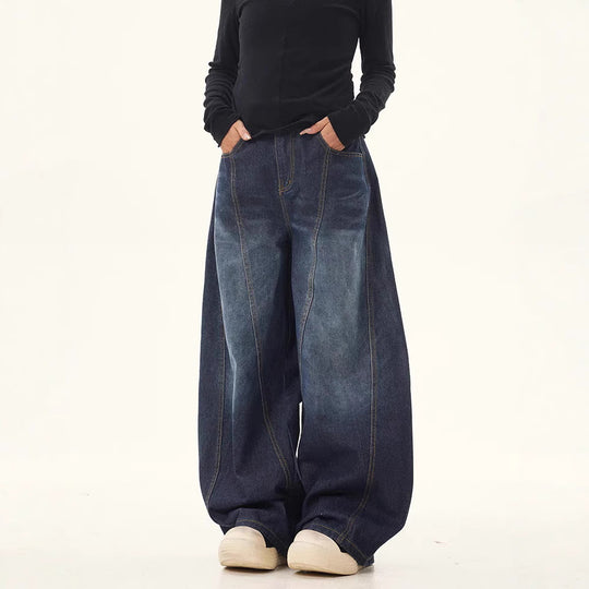 Damen weite High-Waist Jeans mit einzigartigem Design und lässigem Schnitt Heidi-Mode