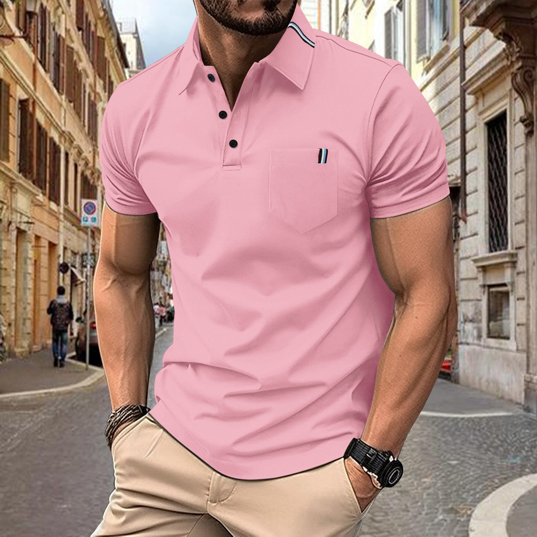 Herren Polohemd mit modernem Schnitt und Brusttasche Heidi-Mode