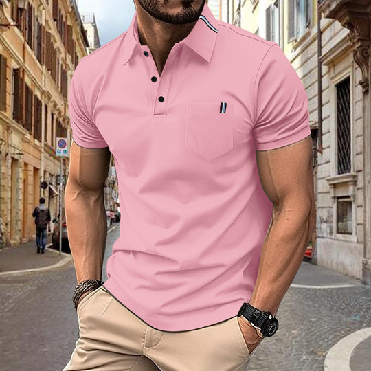 Herren Polohemd mit modernem Schnitt und Brusttasche Heidi-Mode