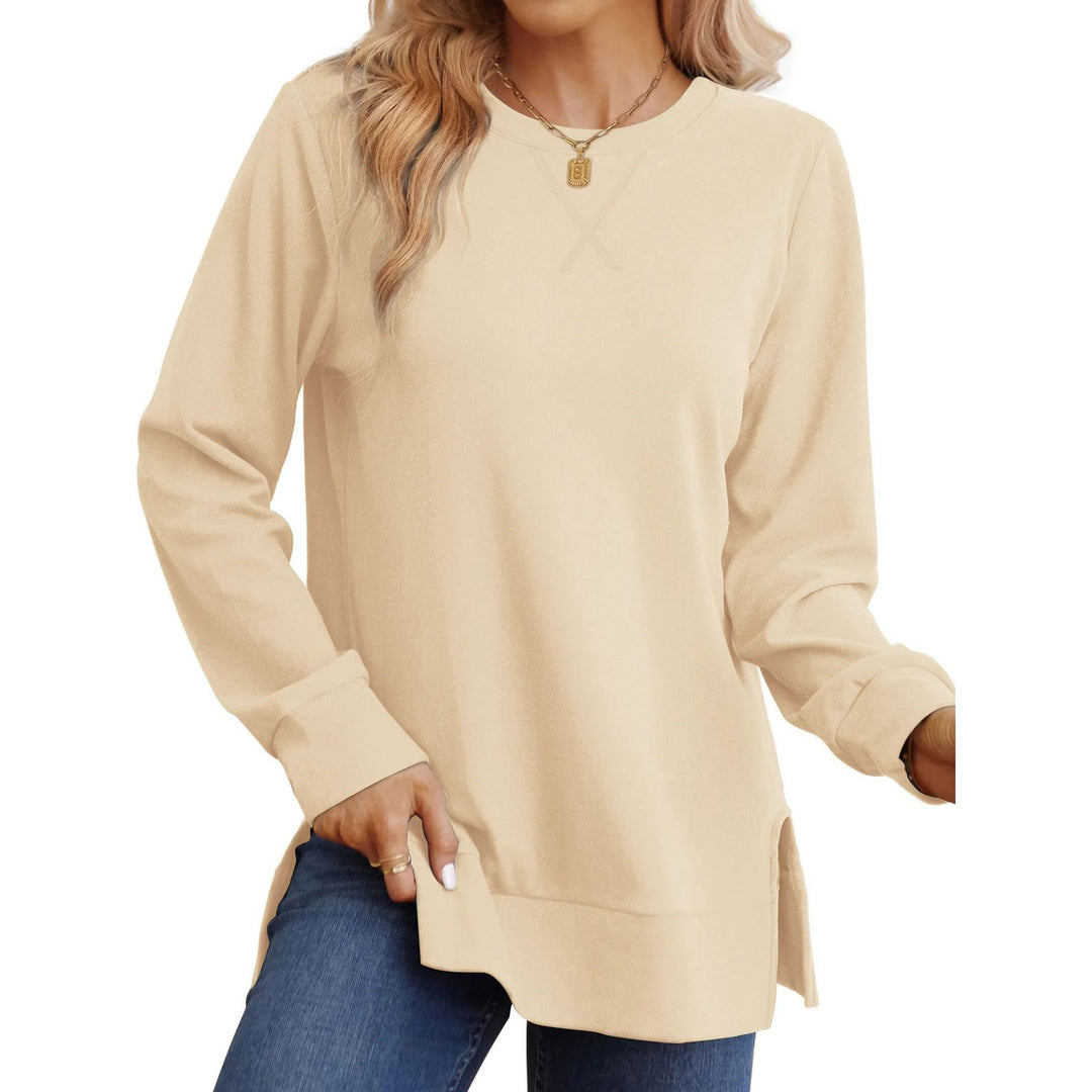 Damen Bequemer Langarm-Sweater mit Seitenschlitzen Heidi-Mode