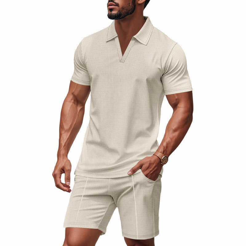 Herren elegantes Freizeit-Set mit zeitgenössischem Design und atmungsaktiver Baumwolle Heidi-Mode