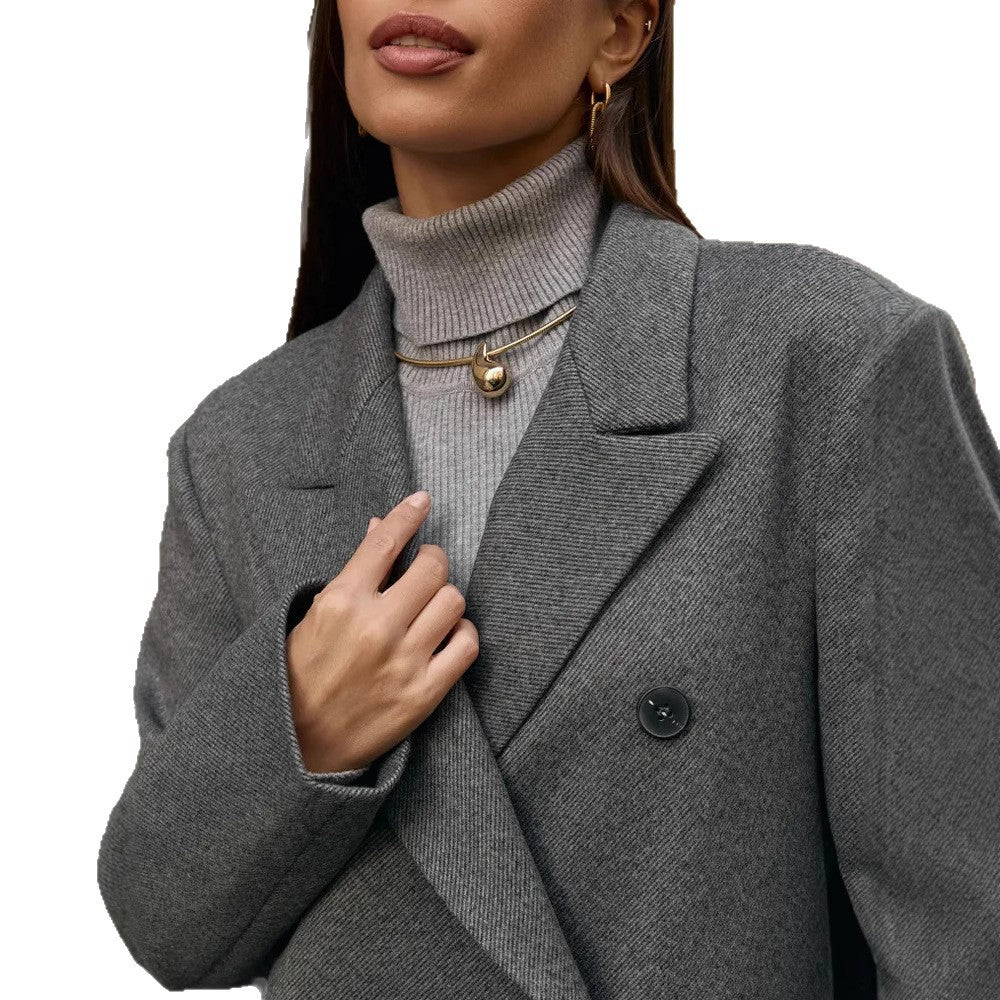 Damen Eleganter Doppelreiher-Mantel mit strukturierten Details Heidi-Mode