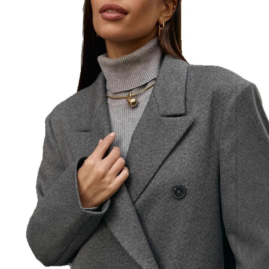 Damen Eleganter Doppelreiher-Mantel mit strukturierten Details Heidi-Mode