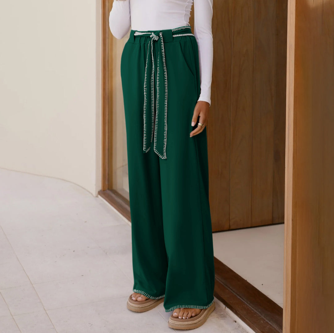 Damen Weitgeschnittene Freizeit-Hose mit elastischem Bund und lässigem Design Heidi-Mode