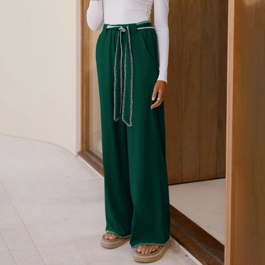 Damen Weitgeschnittene Freizeit-Hose mit elastischem Bund und lässigem Design Heidi-Mode