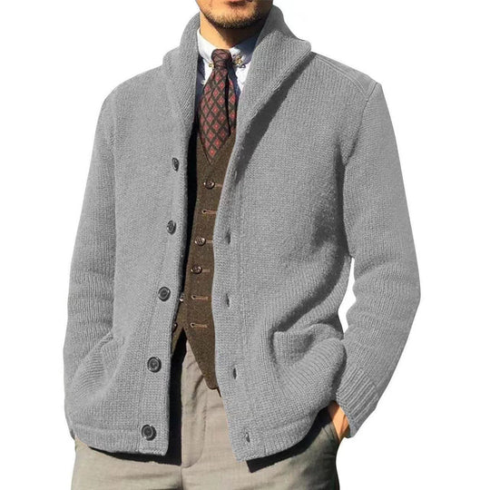 Herren Strickjacke im modernen Casual-Stil mit Schalkragen Heidi-Mode