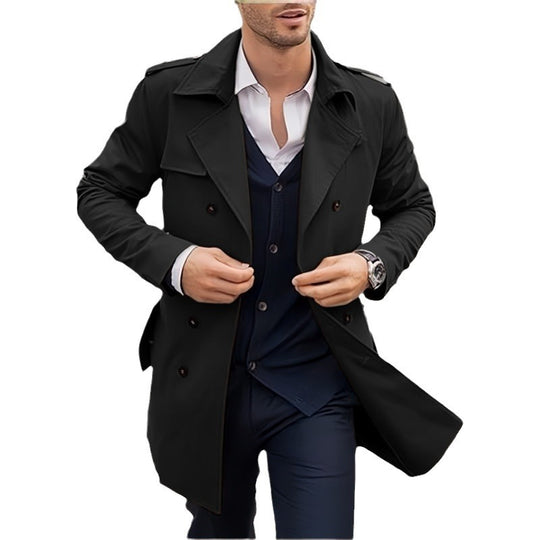 Herren klassischer Trenchcoat im zeitlosen Design mit knöpfbaren Taschen Heidi-Mode