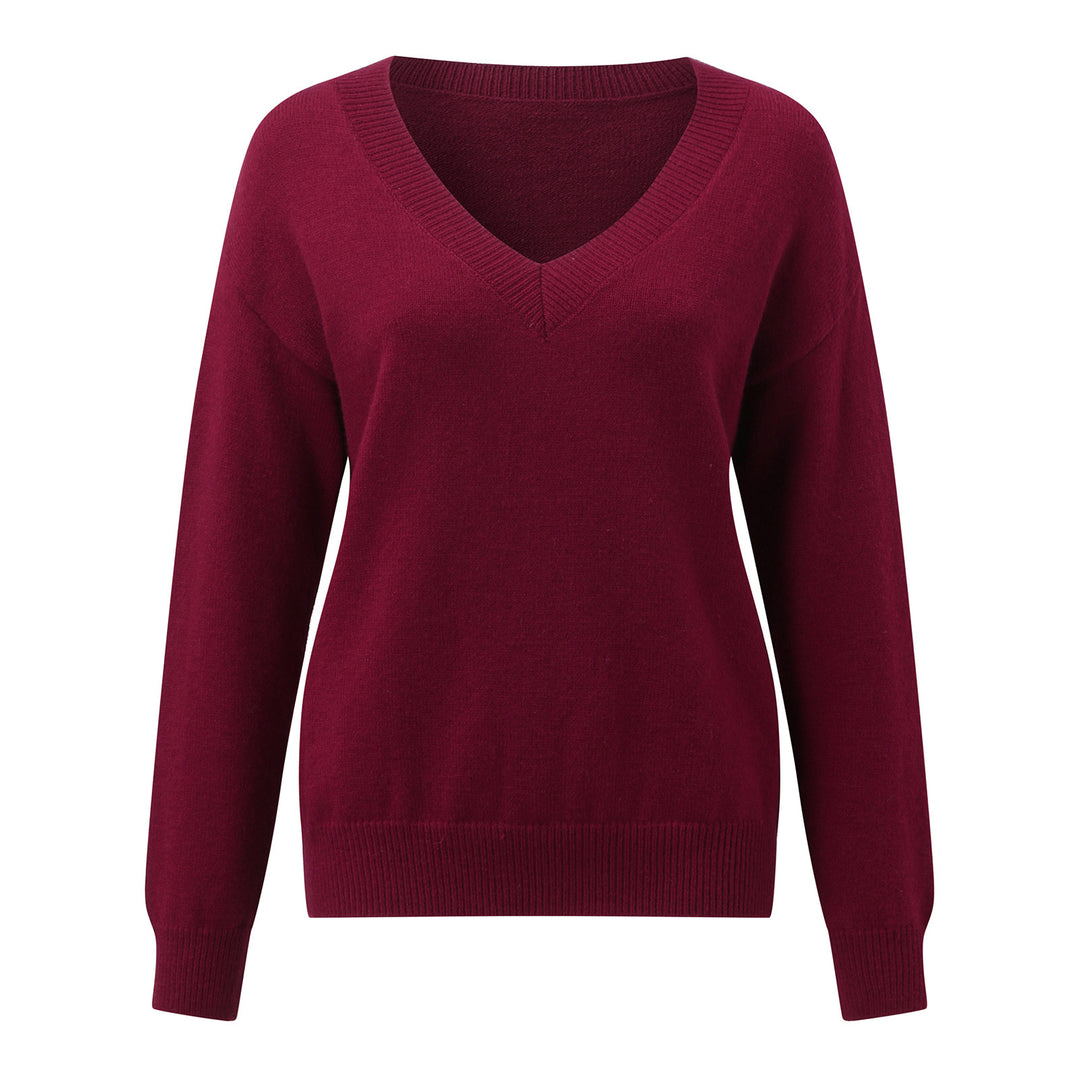 Damen eleganter V-Ausschnitt Pullover Heidi-Mode