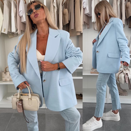 Damen oversized Blazerjacke mit modernem Schnitt und nachhaltigen Materialien Heidi-Mode