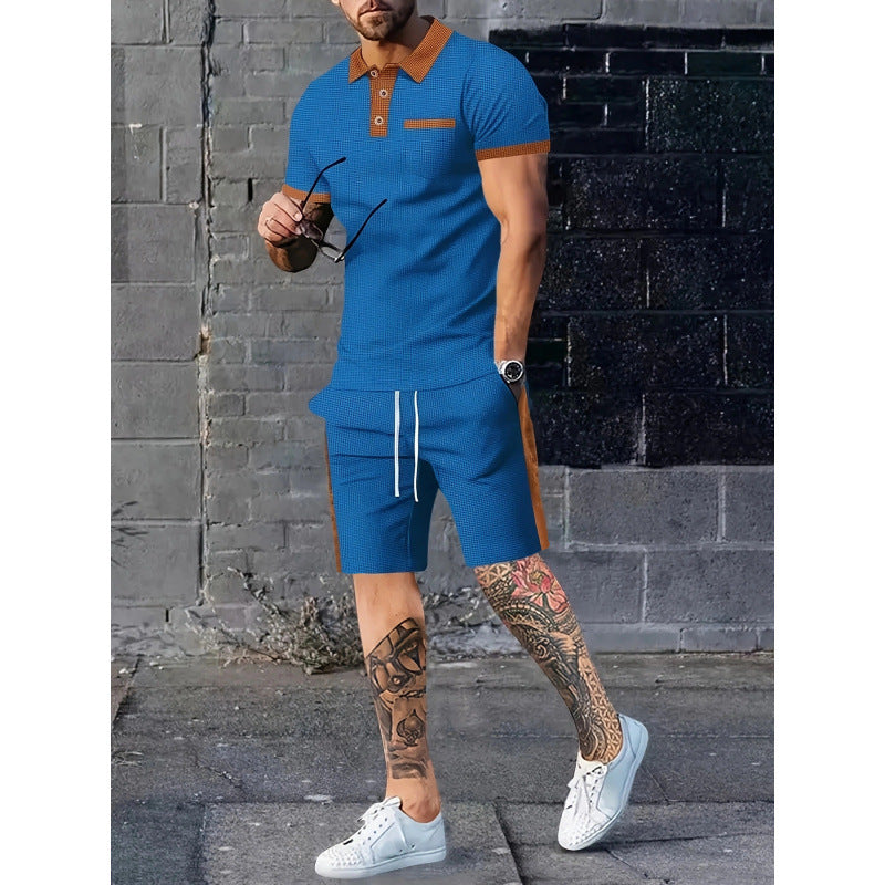 Herren Poloshirt und Shorts Set mit stylischem Kontrastdesign Heidi-Mode