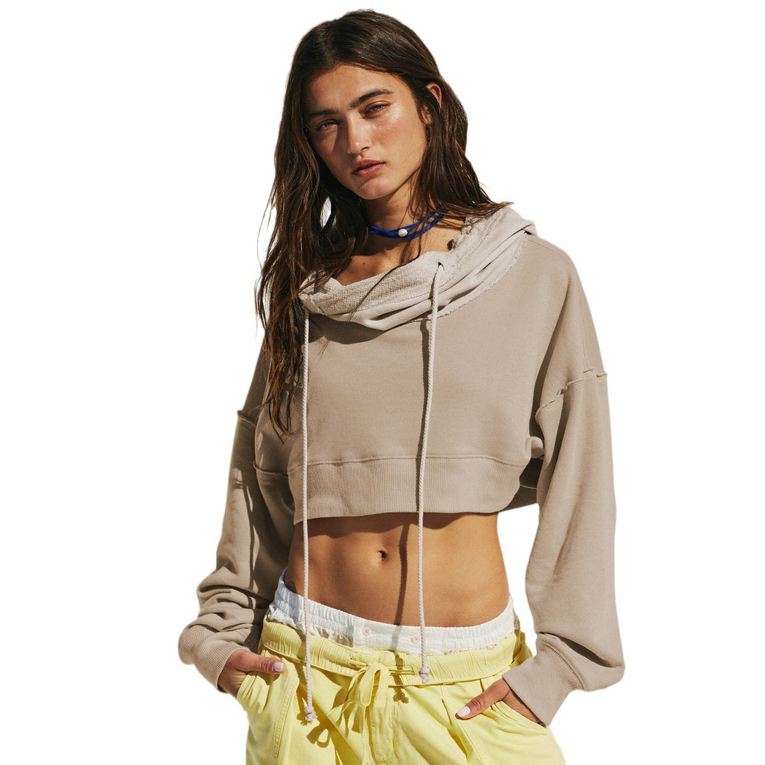 Damen cropped Sweatshirt mit lässigem Schnitt und Kängurutasche Heidi-Mode