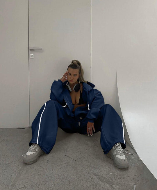Damen lässiger Oversized Sportanzug mit reflektierenden Details Heidi-Mode