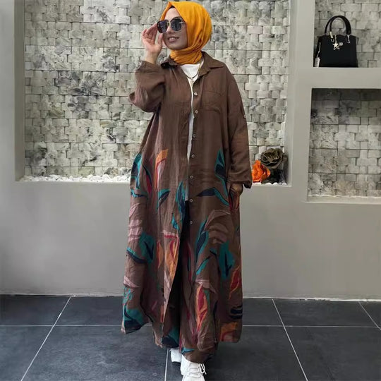 Damen Lange Bluse mit floralem Design Heidi-Mode