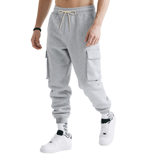 Herren Cargo-Jogginghose mit seitlichen Reißverschlusstaschen und elastischem Bund Heidi-Mode