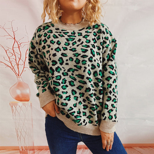 Damen legerer Pullover mit tierischem Muster Heidi-Mode