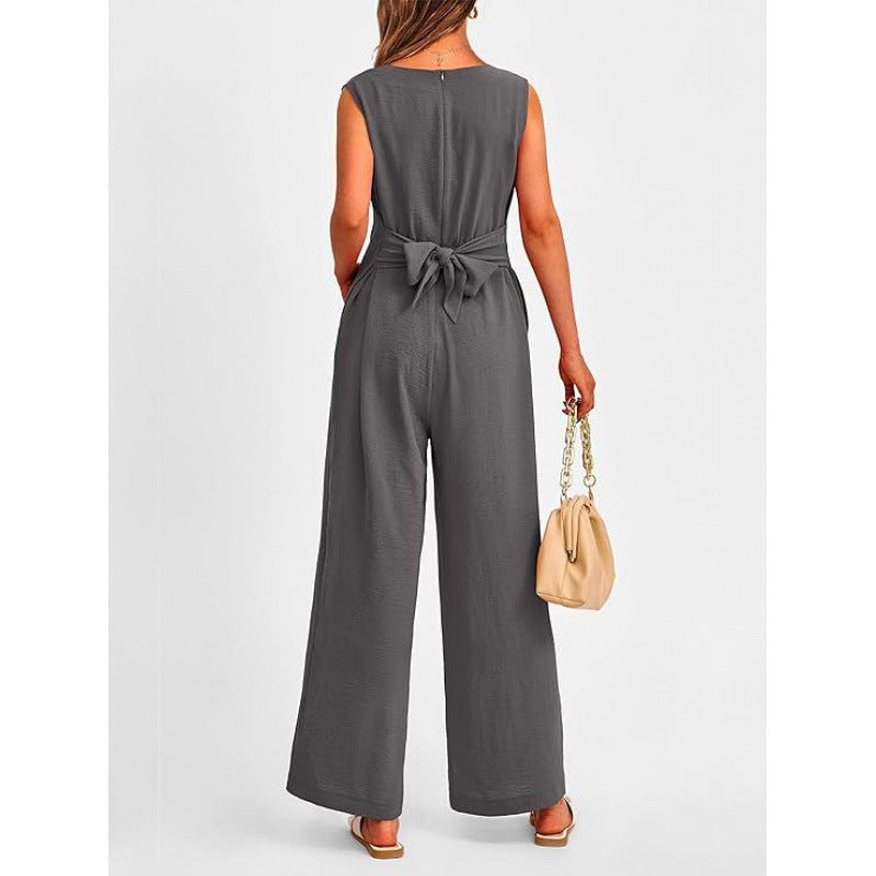 Damen Eleganter Jumpsuit mit taillierter Silhouette und V-Ausschnitt Heidi-Mode