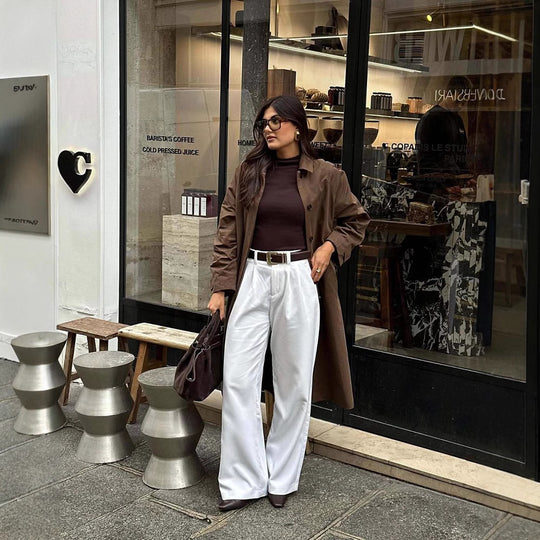 Damen modische Trenchcoatjacke mit lässigem Schnitt und Gürtel Heidi-Mode
