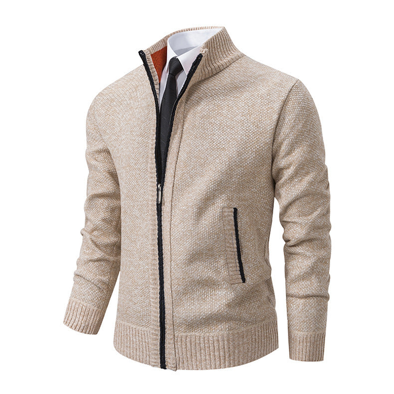 Herren Strickjacke mit hohem Kragen und elegantem Reißverschluss Heidi-Mode