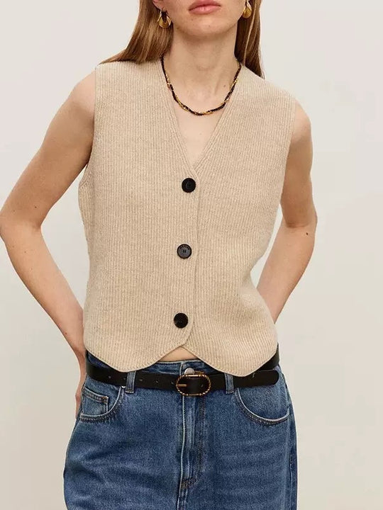 Damen Strickweste mit feiner Rippenstruktur und nachhaltiger Baumwolle Heidi-Mode