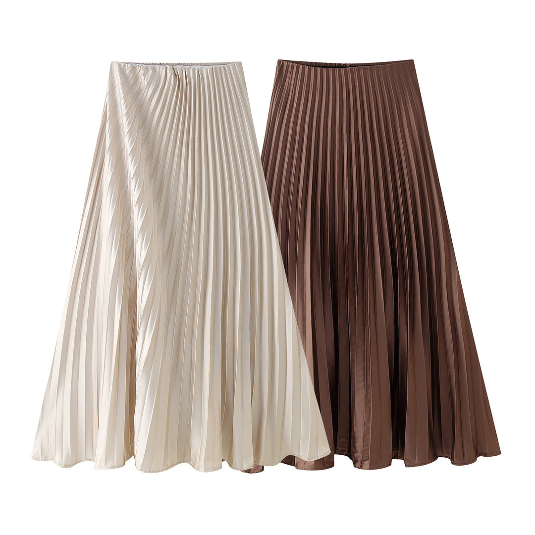 Damen Plissee-Rock mit fließendem Schnitt und elastischem Bund Heidi-Mode