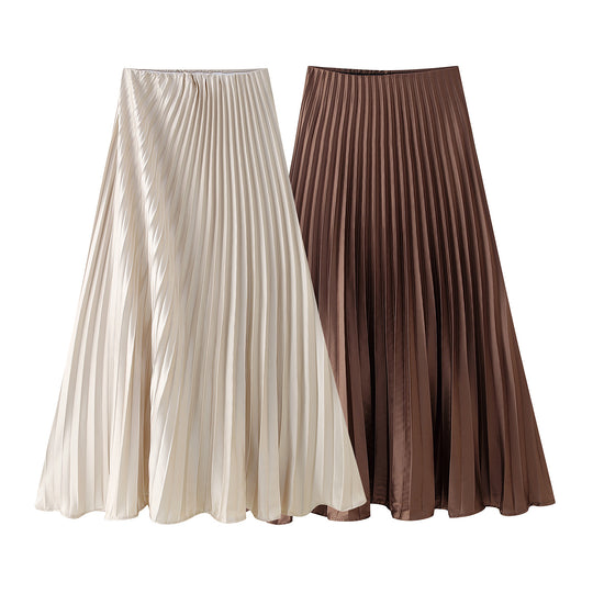 Damen Plissee-Rock mit fließendem Schnitt und elastischem Bund Heidi-Mode