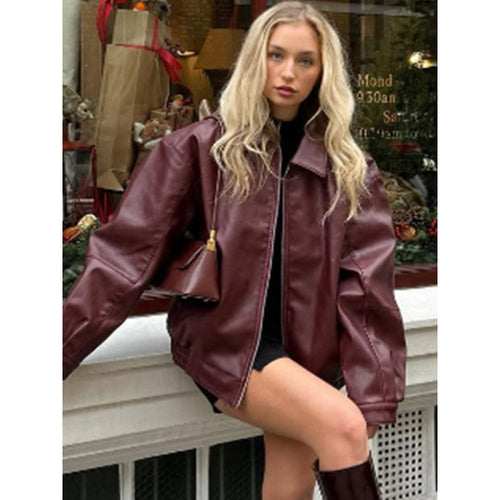 Damen modische jacke im Oversized-Stil mit Reißverschluss Heidi-Mode