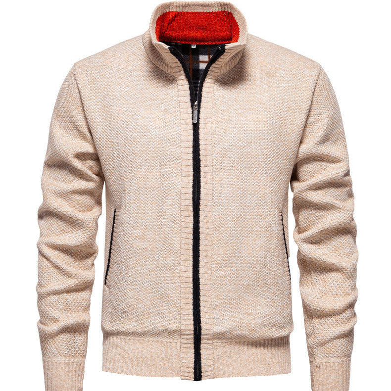 Herren sportliche Strickjacke mit Stehkragen Heidi-Mode