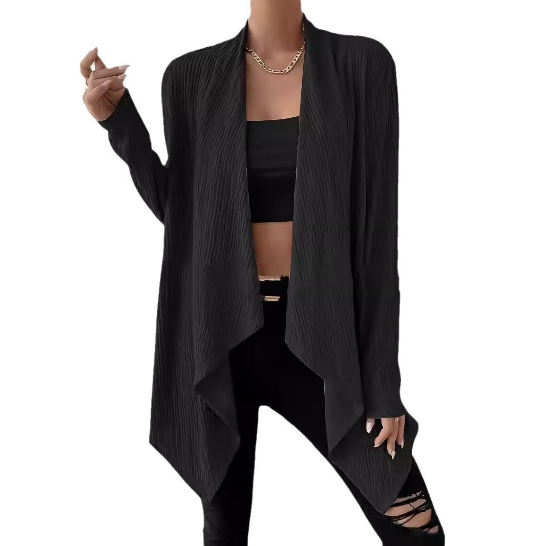 Damen Langärmlige Strickjacke mit strukturiertem Design und offenem Schnitt Heidi-Mode