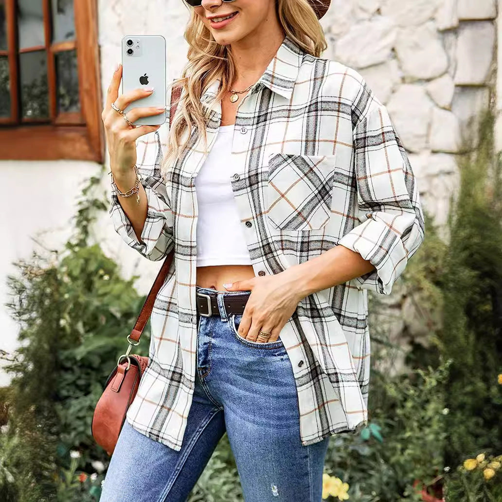 Damen Karierte Freizeitbluse Heidi-Mode