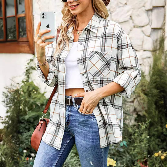 Damen Karierte Freizeitbluse Heidi-Mode