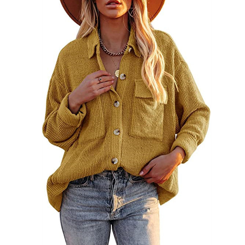 Damen Oversized Hemdbluse mit strukturiertem Design und Knopfdetails Heidi-Mode