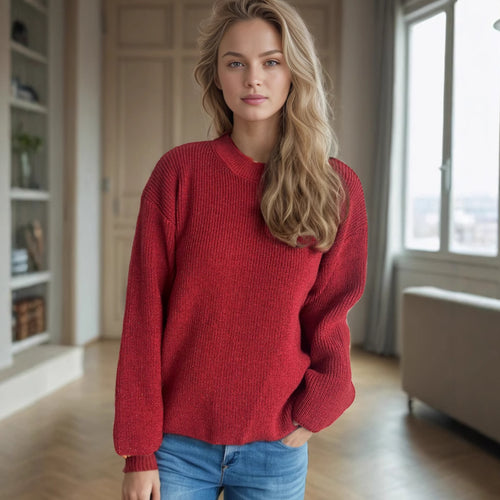 Damen lässiger Strickpullover mit großzügigem Schnitt und angenehmer Textur Heidi-Mode