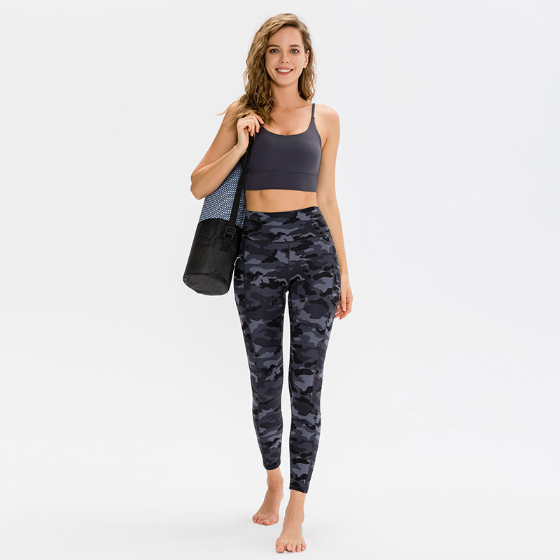Damen Hochwertige Performance-Leggings mit praktischen Seitentaschen und elastischem Bund Heidi-Mode