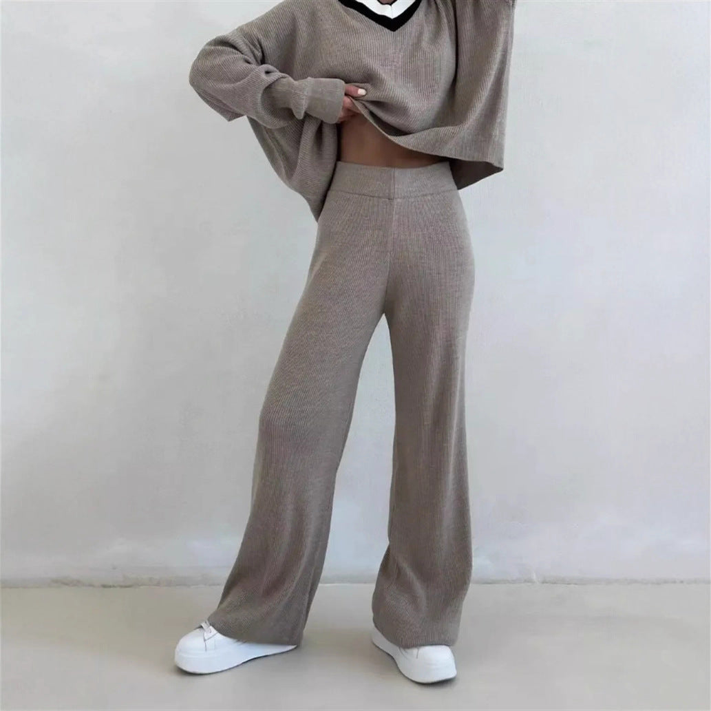 Damen gemütlicher V-Ausschnitt Pullover mit gestreiftem Kragen Heidi-Mode